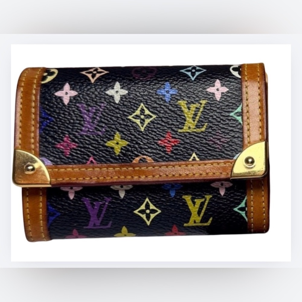 Louis Vuitton Murakami Black Porte Monnaie Plat Coin Card Wallet Full Inclusion - Picture 6 of 11